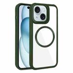 For iPhone 15 Plated CD Texture MagSafe Acrylic Hybrid TPU Phone Case(Green)