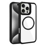 For iPhone 15 Pro Plated CD Texture MagSafe Acrylic Hybrid TPU Phone Case(Black)