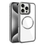 For iPhone 15 Pro Max Plated CD Texture MagSafe Acrylic Hybrid TPU Phone Case(Gray)