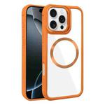 For iPhone 16 Pro Max Plated CD Texture MagSafe Acrylic Hybrid TPU Phone Case(Orange)