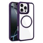 For iPhone 16 Pro Max Plated CD Texture MagSafe Acrylic Hybrid TPU Phone Case(Purple)