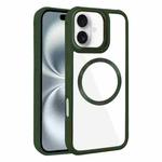 For iPhone 16 Plus Plated CD Texture MagSafe Acrylic Hybrid TPU Phone Case(Green)