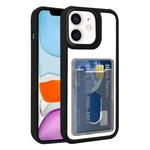 For iPhone 11 Electroplated Card Bag Acrylic Hybrid TPU Phone Case(Black)