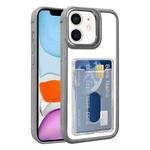 For iPhone 11 Electroplated Card Bag Acrylic Hybrid TPU Phone Case(Grey)