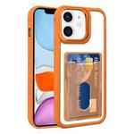 For iPhone 11 Electroplated Card Bag Acrylic Hybrid TPU Phone Case(Orange)