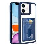 For iPhone 11 Electroplated Card Bag Acrylic Hybrid TPU Phone Case(Blue)