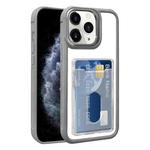 For iPhone 11 Pro Max Electroplated Card Bag Acrylic Hybrid TPU Phone Case(Grey)