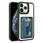 For iPhone 11 Pro Max Electroplated Card Bag Acrylic Hybrid TPU Phone Case(Green)
