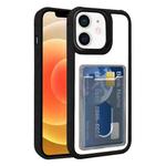 For iPhone 12 Electroplated Card Bag Acrylic Hybrid TPU Phone Case(Black)