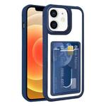 For iPhone 12 Electroplated Card Bag Acrylic Hybrid TPU Phone Case(Blue)