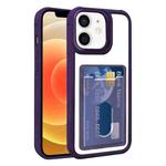 For iPhone 12 Electroplated Card Bag Acrylic Hybrid TPU Phone Case(Purple)