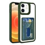 For iPhone 12 Electroplated Card Bag Acrylic Hybrid TPU Phone Case(Green)