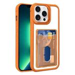 For iPhone 13 Pro Electroplated Card Bag Acrylic Hybrid TPU Phone Case(Orange)