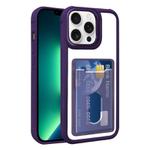 For iPhone 13 Pro Electroplated Card Bag Acrylic Hybrid TPU Phone Case(Purple)