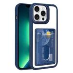 For iPhone 13 Pro Max Electroplated Card Bag Acrylic Hybrid TPU Phone Case(Blue)