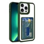 For iPhone 13 Pro Max Electroplated Card Bag Acrylic Hybrid TPU Phone Case(Green)