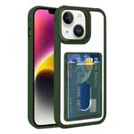 For iPhone 14 Electroplated Card Bag Acrylic Hybrid TPU Phone Case(Green)