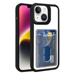 For iPhone 14 Plus Electroplated Card Bag Acrylic Hybrid TPU Phone Case(Black)