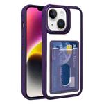 For iPhone 14 Plus Electroplated Card Bag Acrylic Hybrid TPU Phone Case(Purple)