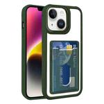 For iPhone 14 Plus Electroplated Card Bag Acrylic Hybrid TPU Phone Case(Green)