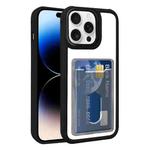 For iPhone 14 Pro Max Electroplated Card Bag Acrylic Hybrid TPU Phone Case(Black)