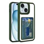 For iPhone 15 Electroplated Card Bag Acrylic Hybrid TPU Phone Case(Green)