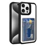 For iPhone 15 Pro Max Electroplated Card Bag Acrylic Hybrid TPU Phone Case(Black)