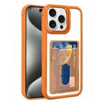 For iPhone 15 Pro Max Electroplated Card Bag Acrylic Hybrid TPU Phone Case(Orange)