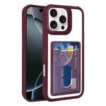 For iPhone 16 Pro Electroplated Card Bag Acrylic Hybrid TPU Phone Case(Wine Red)