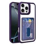 For iPhone 16 Pro Max Electroplated Card Bag Acrylic Hybrid TPU Phone Case(Purple)