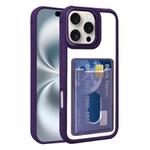 For iPhone 17 Air Electroplated Card Bag Acrylic Hybrid TPU Phone Case(Purple)