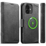 For iPhone 16 Plus Suteni J07 Multi-functional Horizontal MagSafe Denim Leather Phone Case(Black)