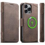 For iPhone 13 Pro Suteni J07 Multi-functional Horizontal MagSafe Denim Leather Phone Case(Brown)