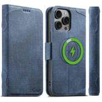 For iPhone 12 Pro Max Suteni J07 Multi-functional Horizontal MagSafe Denim Leather Phone Case(Blue)