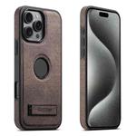 For iPhone 15 Pro Max Suteni G2 Holder Denim Leather Back MagSafe Phone Case(Brown)