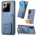 For Xiaomi 15 Carbon Fiber Card Bag Fold Stand Phone Case(Blue)