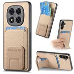For Redmi Note 14 5G Carbon Fiber Card Bag Fold Stand Phone Case(Khaki)