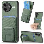 For Redmi K80 Pro / Poco F7 Ultra Carbon Fiber Card Bag Fold Stand Phone Case(Green)