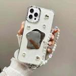 For iPhone 16 Pro Max Cream Mirror Bracelet Chain TPU Phone Case(Beige)