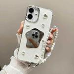 For iPhone 16 Plus Cream Mirror Bracelet Chain TPU Phone Case(Beige)