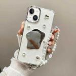 For iPhone 14 Plus Cream Mirror Bracelet Chain TPU Phone Case(Beige)