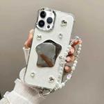 For iPhone 14 Pro Cream Mirror Bracelet Chain TPU Phone Case(Beige)