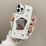 For iPhone 13 Pro Max Cream Mirror Bracelet Chain TPU Phone Case(Beige)