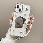 For iPhone 13 Cream Mirror Bracelet Chain TPU Phone Case(Beige)