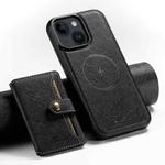 For iPhone 15 Suteni H20 Cross-Grain MagSafe Horizontal Card Bag Back Phone Case(Black)