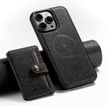 For iPhone 14 Pro Max Suteni H20 Cross-Grain MagSafe Horizontal Card Bag Back Phone Case(Black)