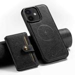 For iPhone 12 Suteni H20 Cross-Grain MagSafe Horizontal Card Bag Back Phone Case(Black)