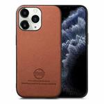 For iPhone 11 Pro Max Twill Fabric Leather Skin Back Phone Case(Brown)