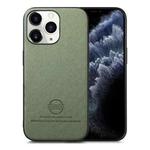 For iPhone 11 Pro Max Twill Fabric Leather Skin Back Phone Case(Green)