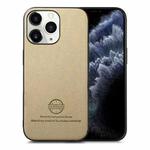 For iPhone 11 Pro Max Twill Fabric Leather Skin Back Phone Case(Khaki)